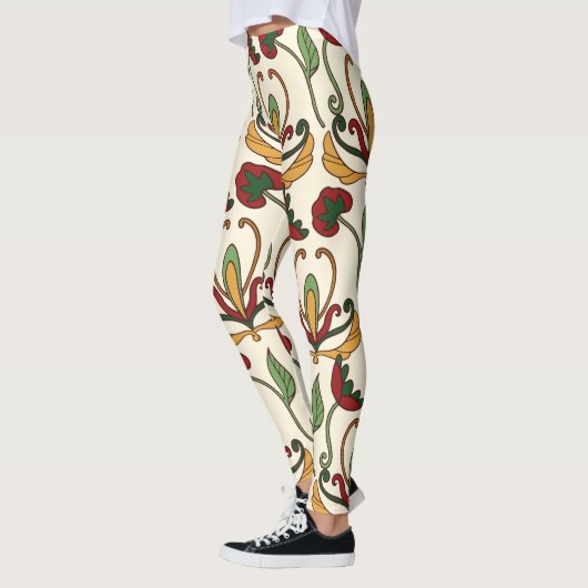 Seamless floral pattern with red and yellow  レギンス (左)