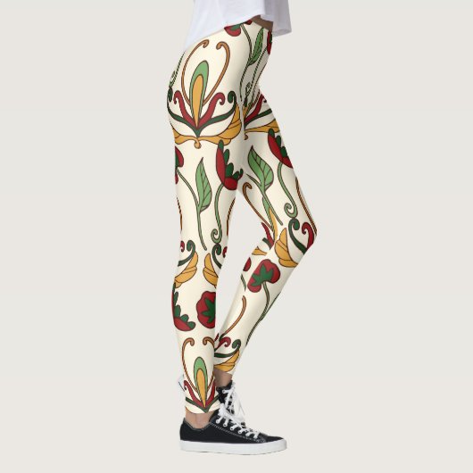 Seamless floral pattern with red and yellow  レギンス (右)