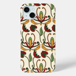 Seamless floral pattern with red and yellow  iPhone 15 miniケース
