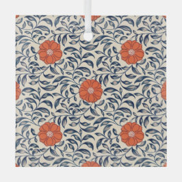 Seamless floral pattern with vibrant orange flower ガラスオーナメント