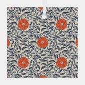 Seamless floral pattern with vibrant orange flower ガラスオーナメント (裏面)
