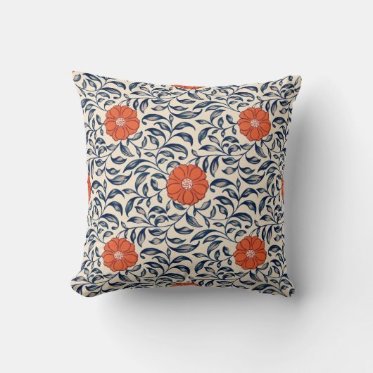 Seamless floral pattern with vibrant orange flower クッション (正面)
