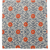 Seamless floral pattern with vibrant orange flower シャワーカーテン (正面)