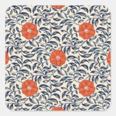 Seamless floral pattern with vibrant orange flower スクエアシール (正面)