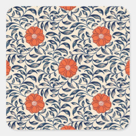 Seamless floral pattern with vibrant orange flower スクエアシール