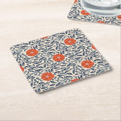 Seamless floral pattern with vibrant orange flower スクエアペーパーコースター (アングル)