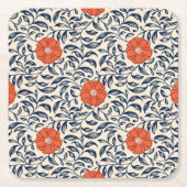 Seamless floral pattern with vibrant orange flower スクエアペーパーコースター (正面)