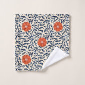 Seamless floral pattern with vibrant orange flower バスタオルセット (ウォッシュタオル)