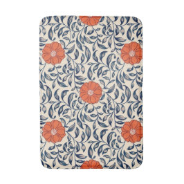 Seamless floral pattern with vibrant orange flower バスマット