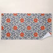 Seamless floral pattern with vibrant orange flower ビーチタオル (正面)