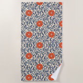 Seamless floral pattern with vibrant orange flower ビーチタオル (正面)