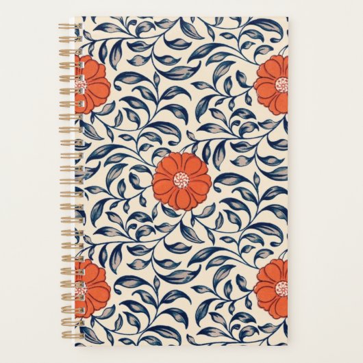 Seamless floral pattern with vibrant orange flower プランナー手帳 (正面)