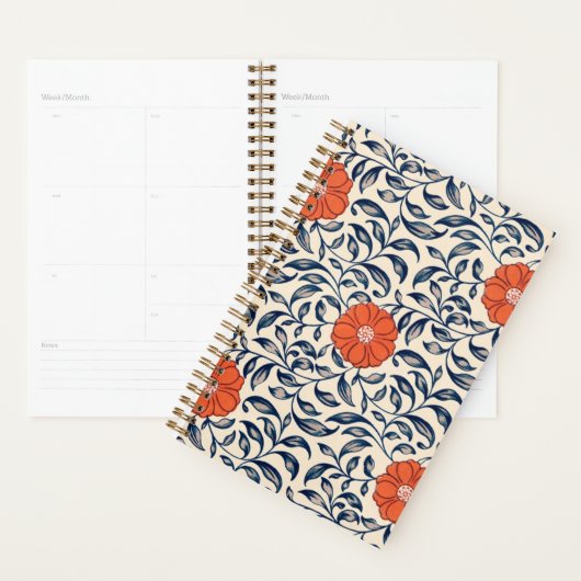 Seamless floral pattern with vibrant orange flower プランナー手帳 (ディスプレー)