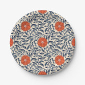 Seamless floral pattern with vibrant orange flower ペーパープレート (正面)