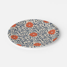 Seamless floral pattern with vibrant orange flower ペーパープレート