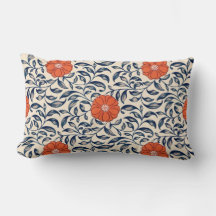 Seamless floral pattern with vibrant orange flower