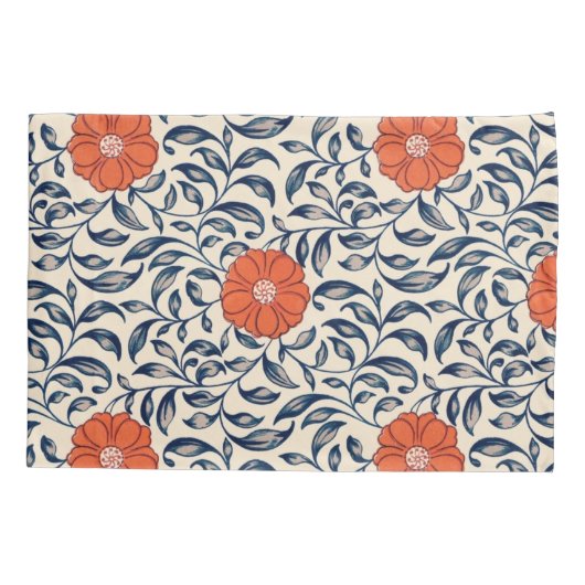 Seamless floral pattern with vibrant orange flower 枕カバー (裏面-左)