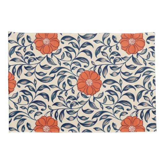 Seamless floral pattern with vibrant orange flower 枕カバー (裏面-右)