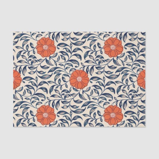 Seamless floral pattern with vibrant orange flower 薄葉紙 (正面)