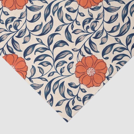 Seamless floral pattern with vibrant orange flower 薄葉紙 (詳細)
