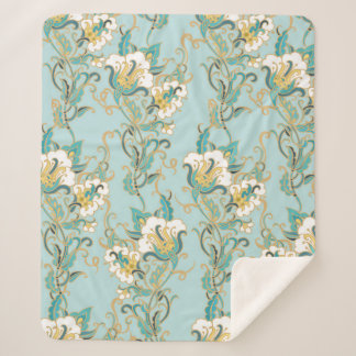 Seamless floral pattern with white cotton flowersl シェルパブランケット