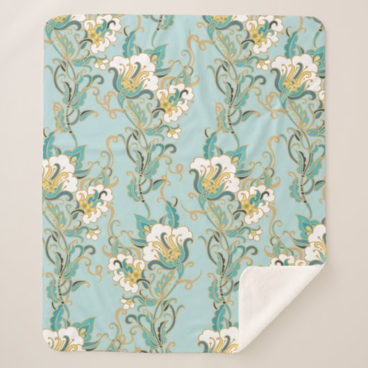Seamless floral pattern with white cotton flowersl シェルパブランケット (正面)