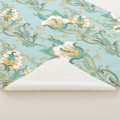 Seamless floral pattern with white cotton flowersl シェルパブランケット (3/4)