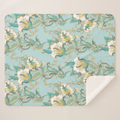 Seamless floral pattern with white cotton flowersl シェルパブランケット (正面(横))