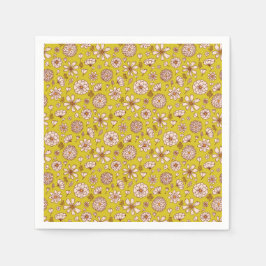 Seamless Floral pattern yellow スタンダードカクテルナプキン