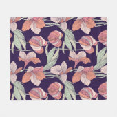 Seamless floral patternpattern,flower,orchid,moder フリースブランケット (正面(横))