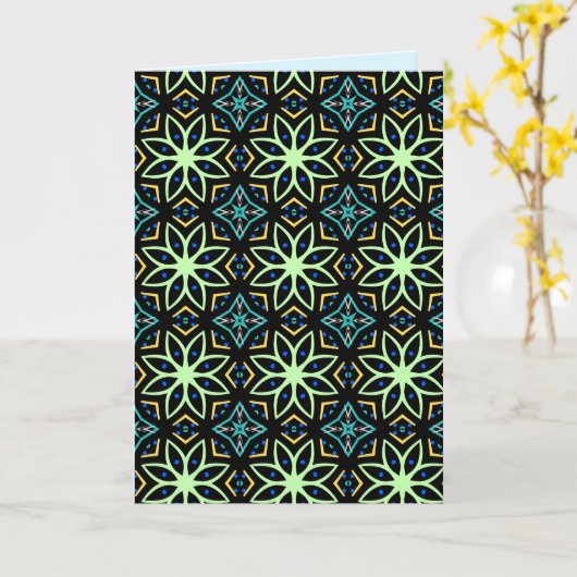 Seamless Floral Symmetrical Pattern カード (黄色い花)