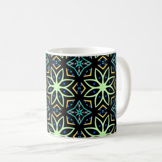 Seamless Floral Symmetrical Pattern コーヒーマグカップ (正面右)