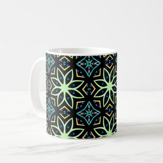 Seamless Floral Symmetrical Pattern コーヒーマグカップ (正面左)