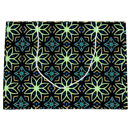 Seamless Floral Symmetrical Pattern ラージペーパーバッグ (正面)