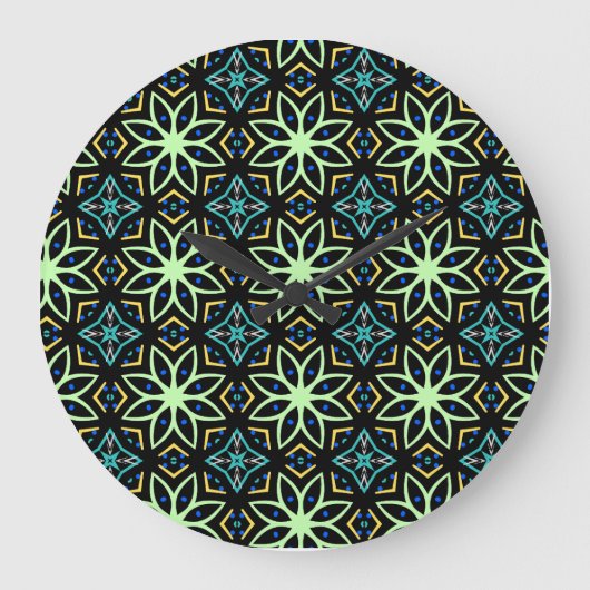 Seamless Floral Symmetrical Pattern ラージ壁時計 (正面)