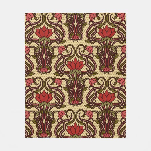 Seamless floral wallpaper in art nouveau style, Vi フリースブランケット (正面)