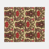 Seamless floral wallpaper in art nouveau style, Vi フリースブランケット (正面(横))