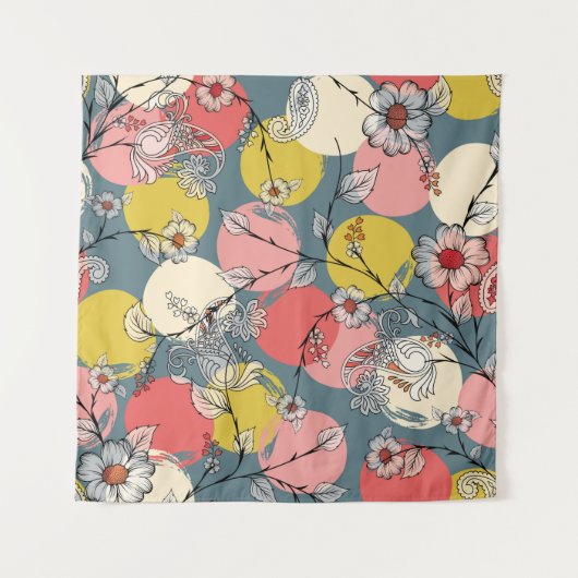 Seamless flower pattern on backgroundfloral, patte タペストリー (正面)