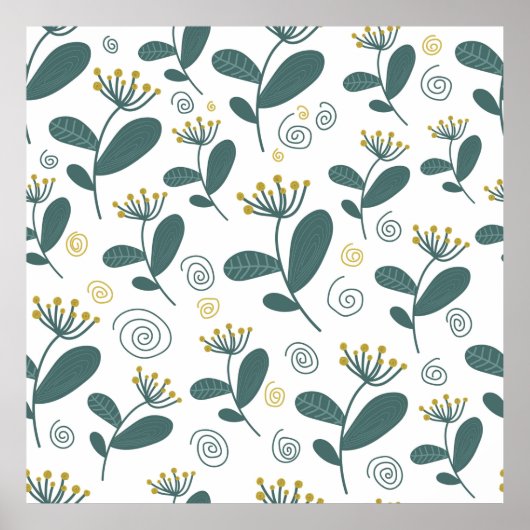 Seamless flowers background in Scandinavian style. ポスター (正面)