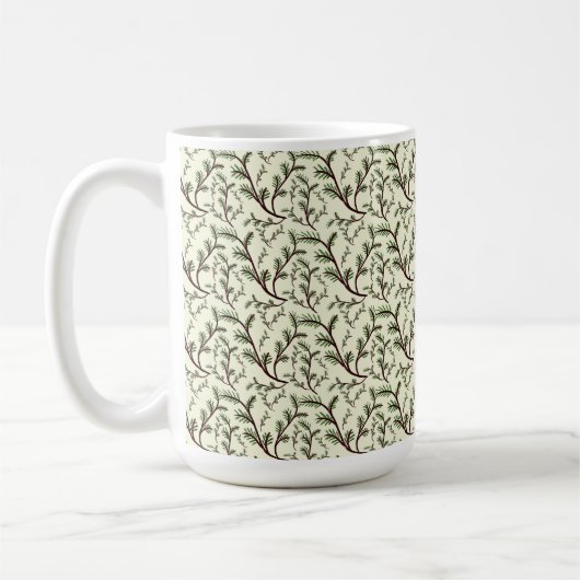 Seamless Forest Leaves Pattern Dark Botanical  コーヒーマグカップ (左)