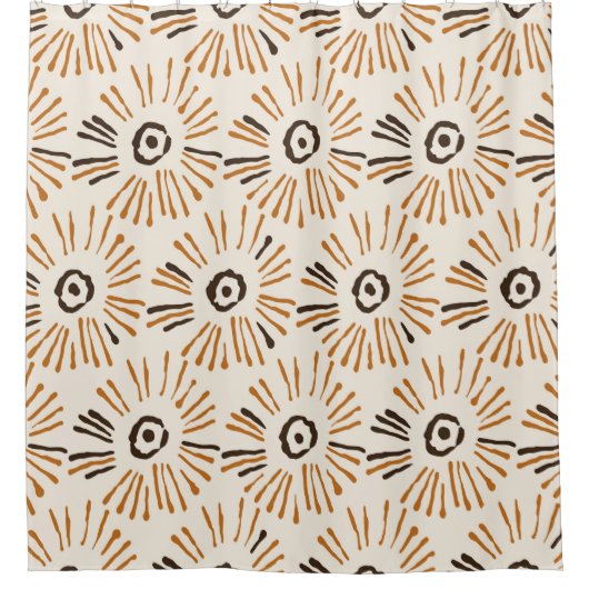 Seamless geometric batik floral pattern on autumn シャワーカーテン (正面)