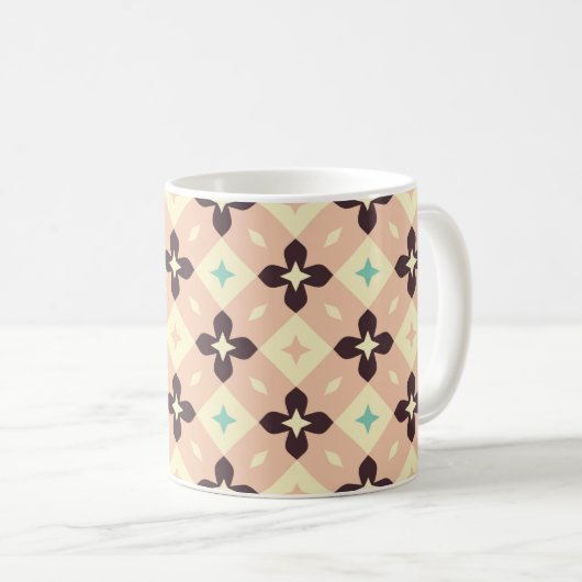 Seamless geometric floral  pattern コーヒーマグカップ (正面右)