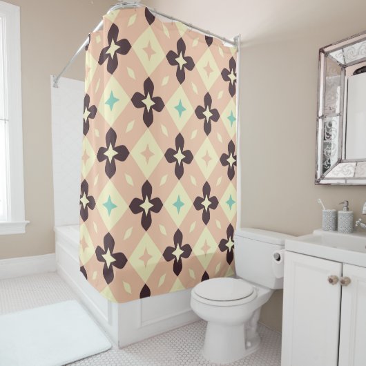 Seamless geometric floral  pattern シャワーカーテン (インサイチュ)