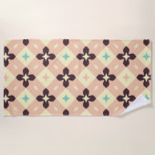 Seamless geometric floral  pattern ビーチタオル (正面)