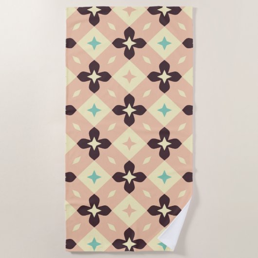 Seamless geometric floral  pattern ビーチタオル (正面)