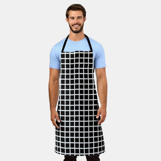 Seamless geometric pattern. Black square on white エプロン (着用した状態)