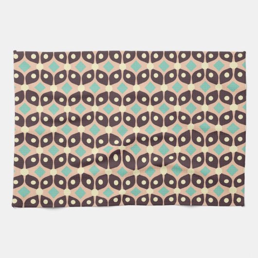 Seamless geometric pattern in dark brown leaf  キッチンタオル (横)