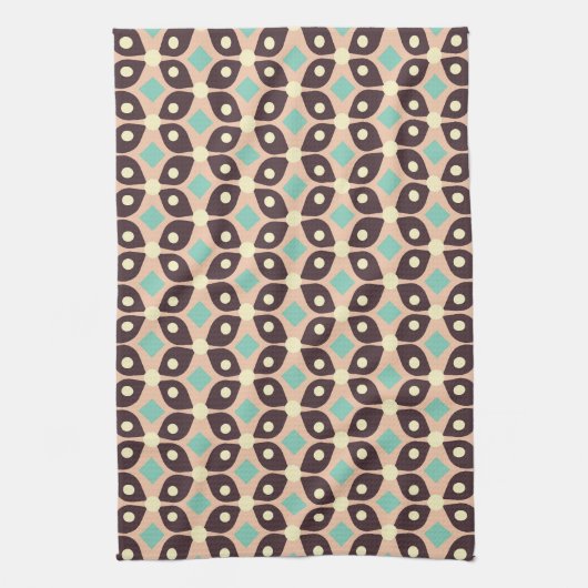 Seamless geometric pattern in dark brown leaf  キッチンタオル (縦)