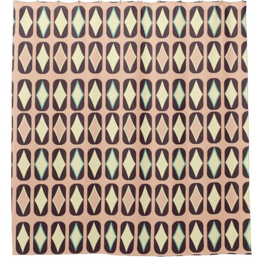 Seamless geometric pattern in dark brown leaf  シャワーカーテン (正面)