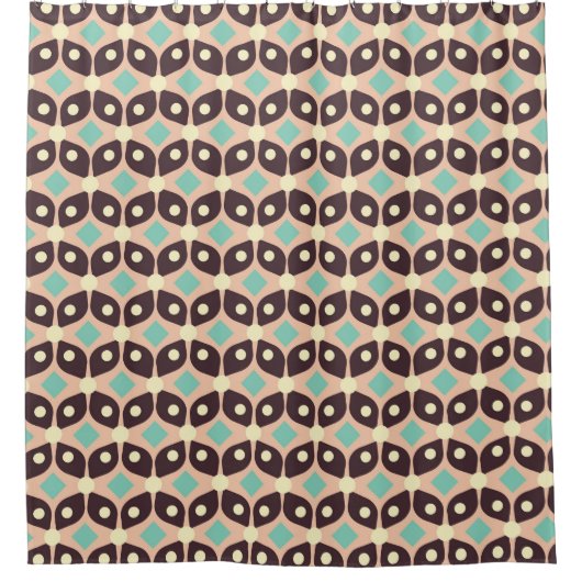 Seamless geometric pattern in dark brown leaf  シャワーカーテン (正面)